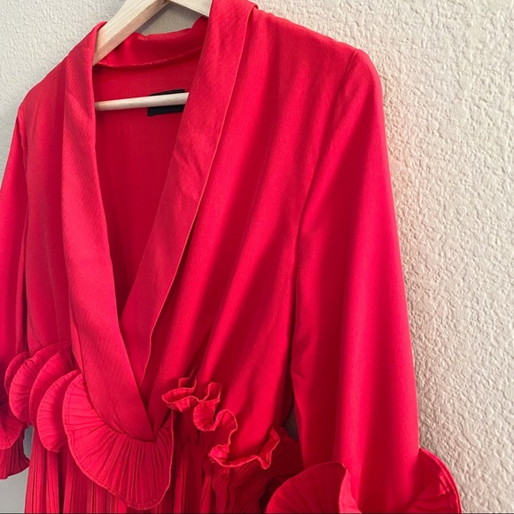 PrettyLittleThing Frill Red Skater Dress - Picture 6 of 9